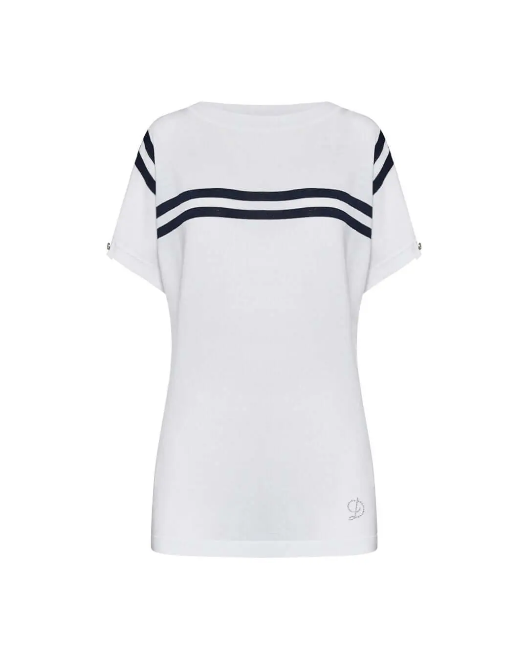 Maglia girocollo con righe BIANCO