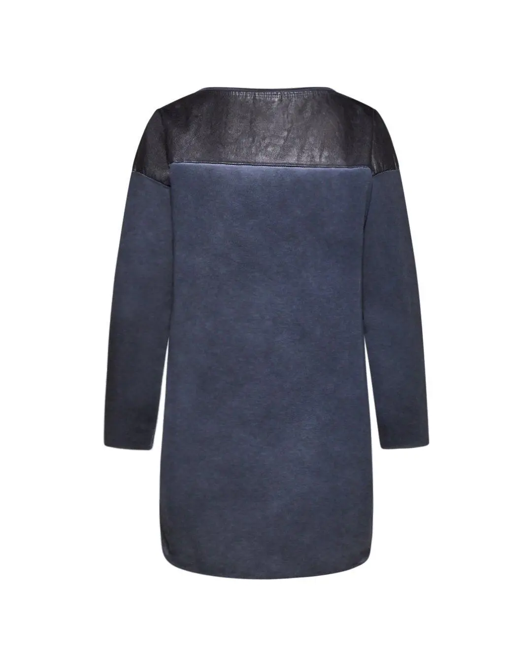 Maglia con inserti in ecopelle e borchie BLU - Image 2