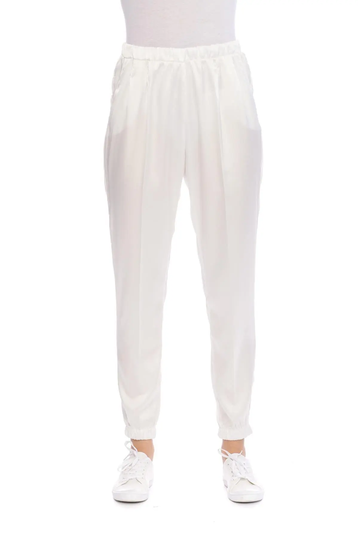 Pantalone tessuto semi lucido BIANCO
