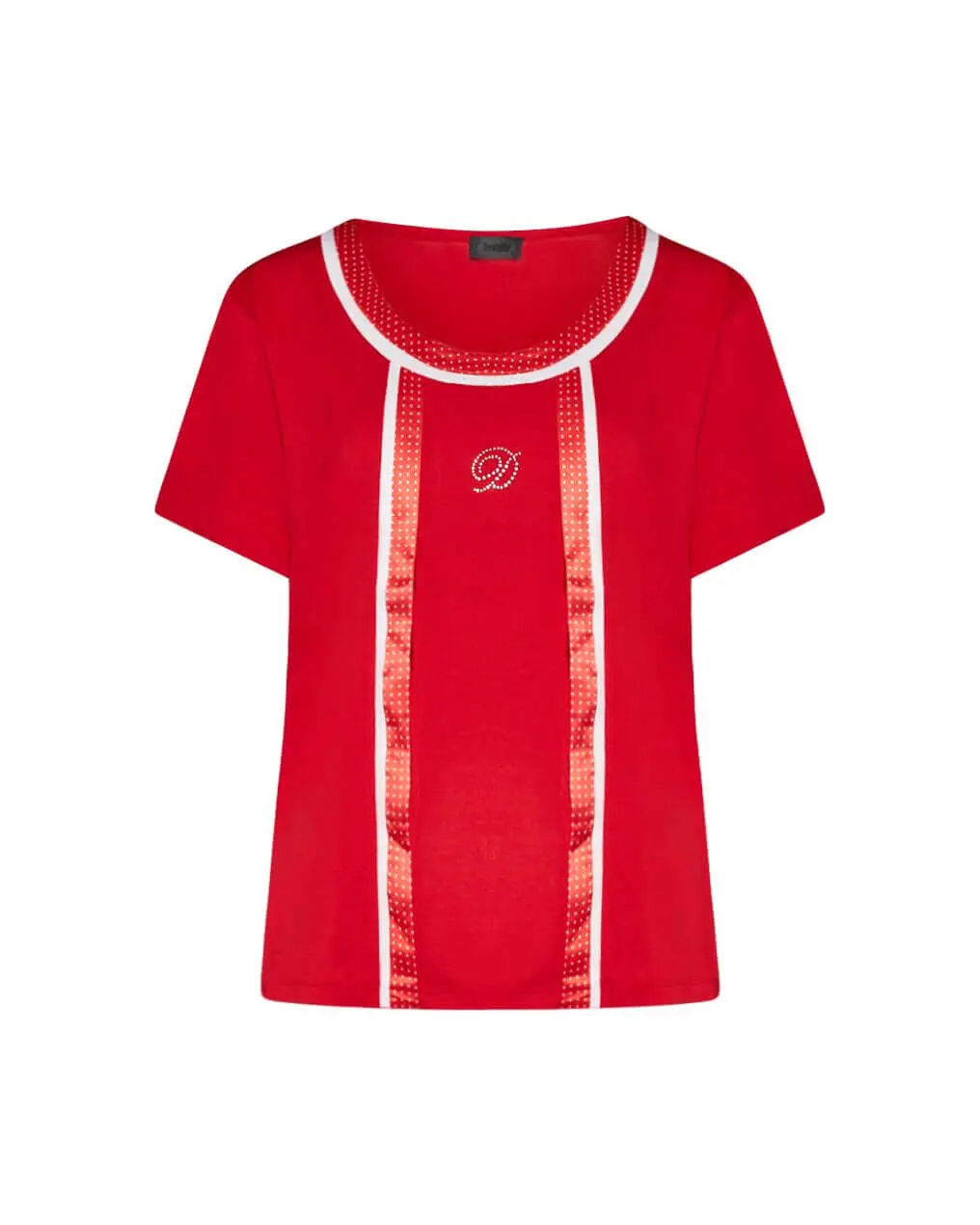 Maglia finto twinset in viscosa con dettagli pois ROSSO