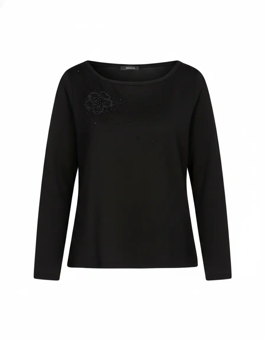 Maglia girocollo strass