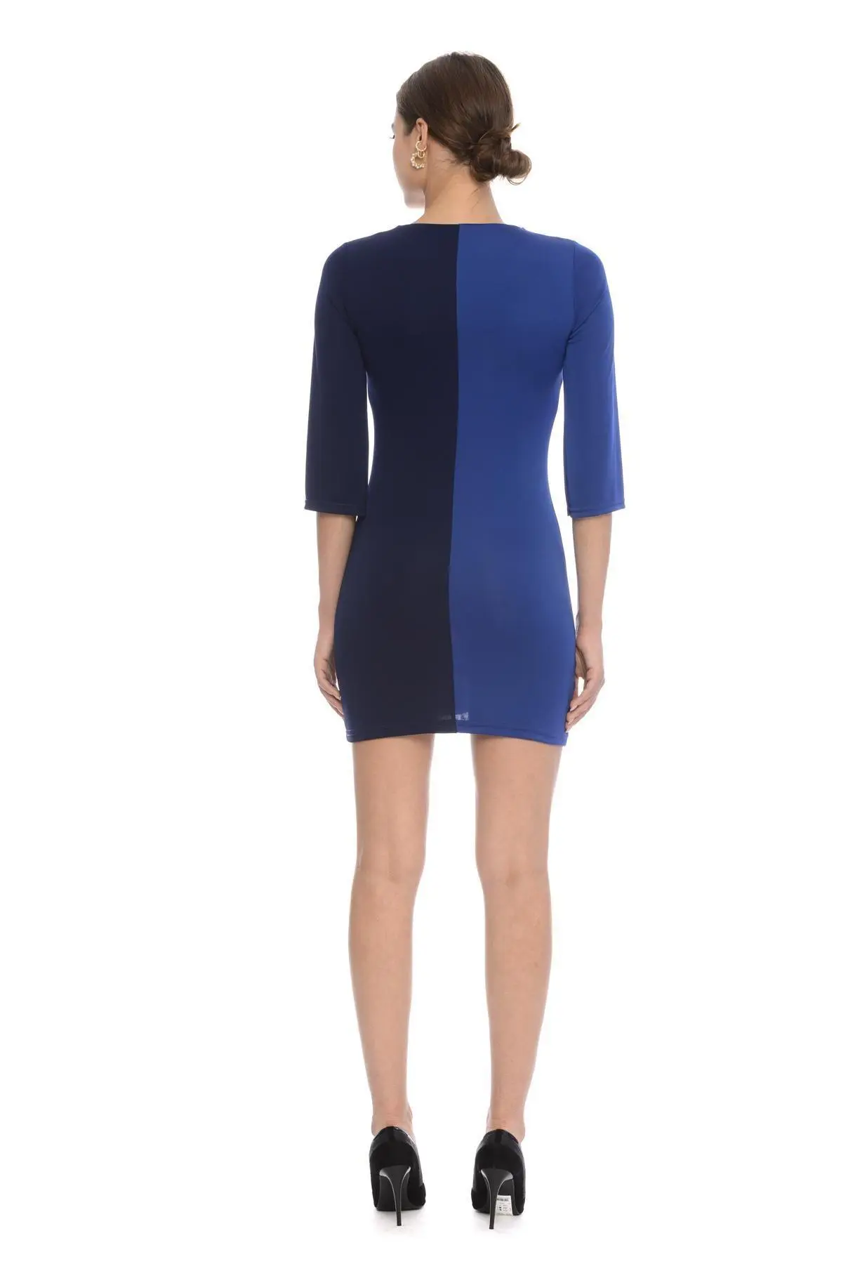Abito con fibia su scollo a V ROYAL-BLU - Image 2