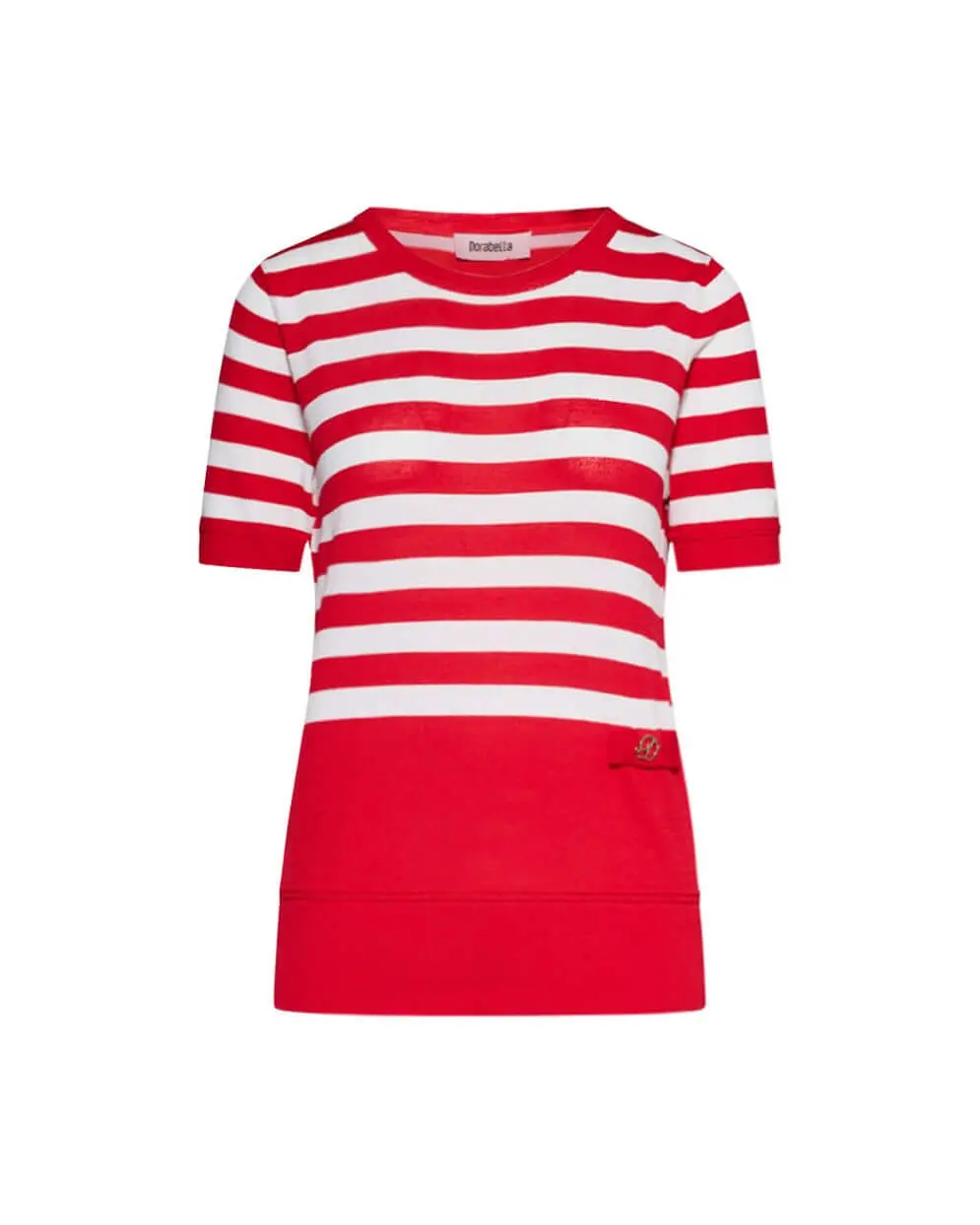 Maglia in viscosa a righe ROSSO-BIANCO
