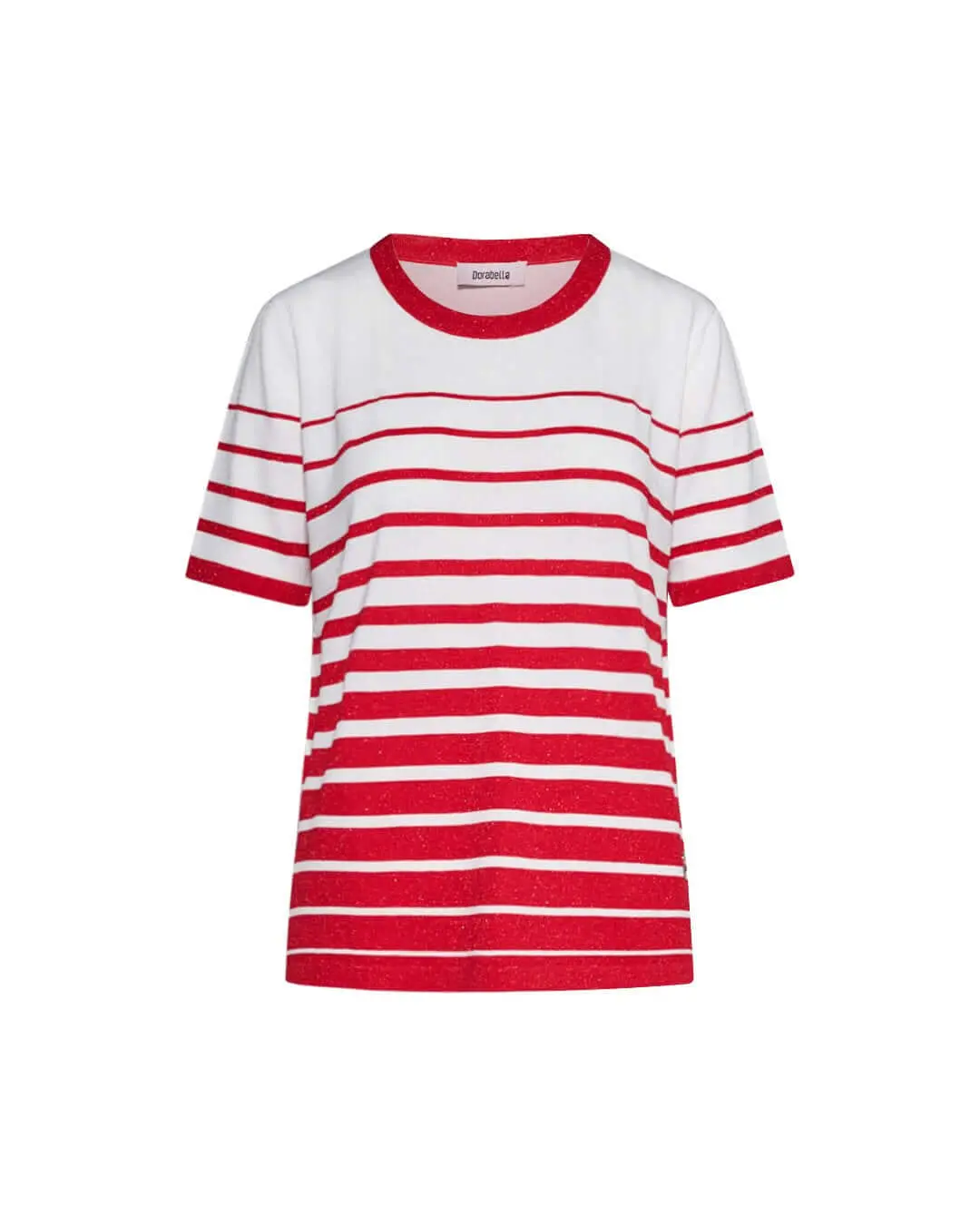 Maglia in fantasia righe e lurex ROSSO-BIANCO
