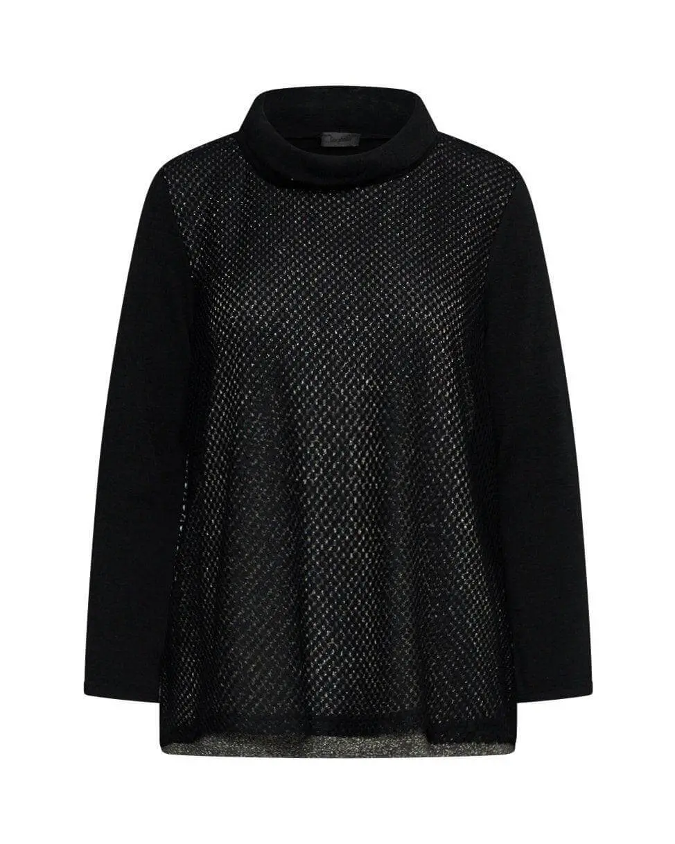 Maglia traforata con lurex NERO-ORO - Image 2