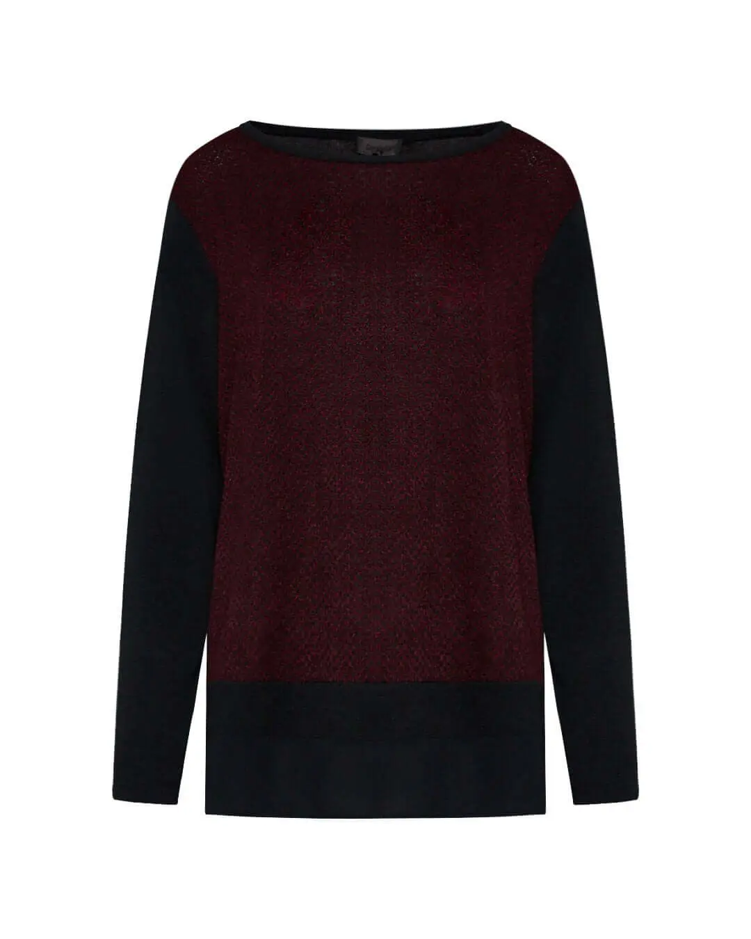 Maglia in fantasia geometrica NERO-BORDEAUX - Image 2