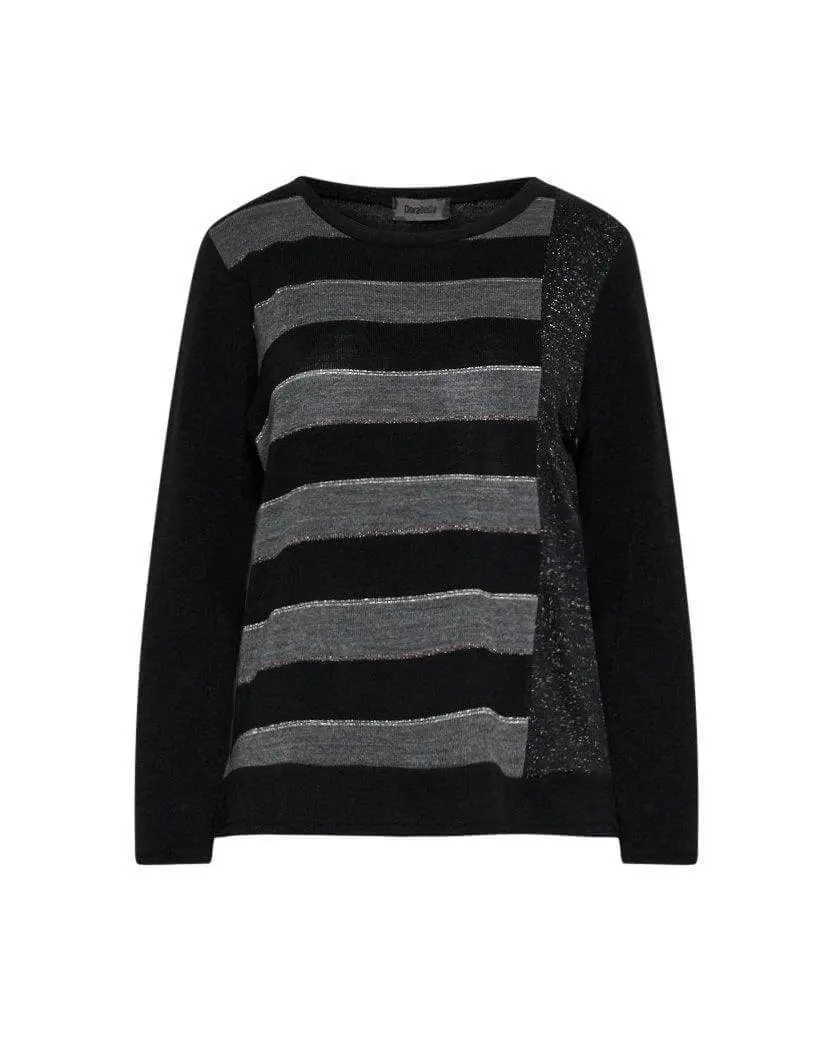 Maglia righe e lurex GRIGIO