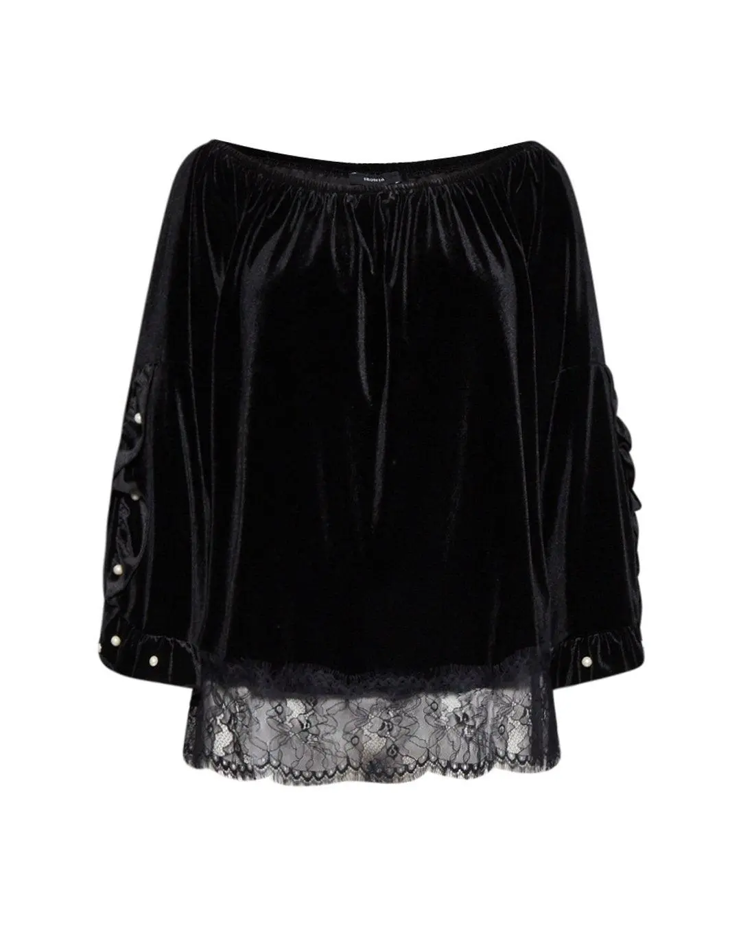 Maglia shiffer con perline NERO