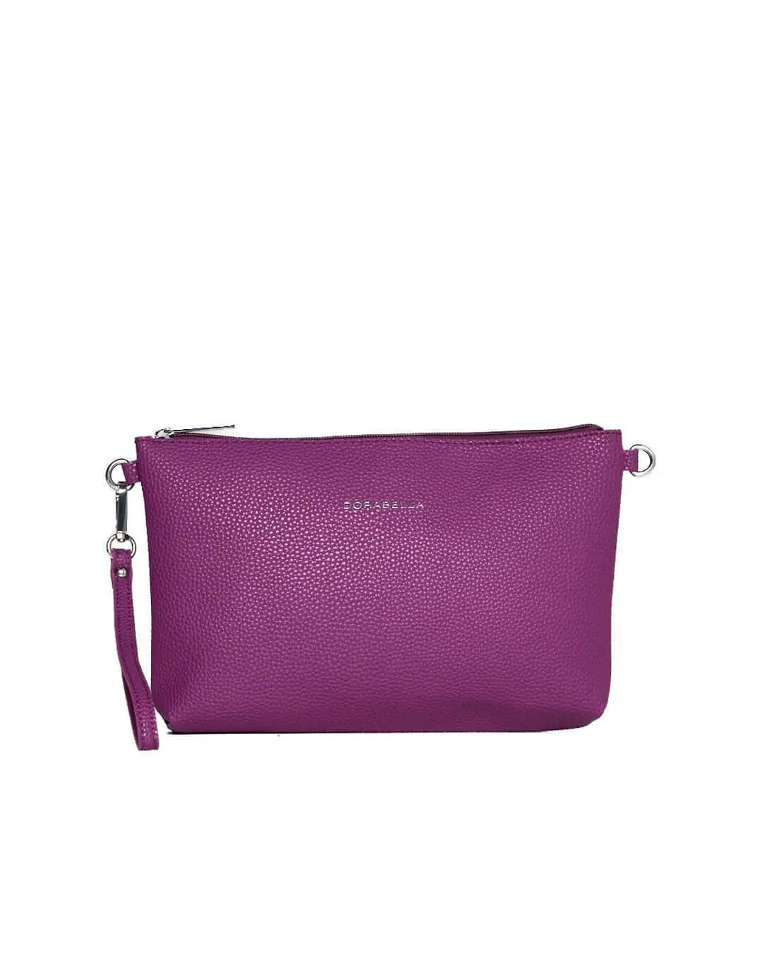 Clutch in ecopelle a grana con logo sul davanti e cinturino da polso SUMMER PURPLE - Image 3