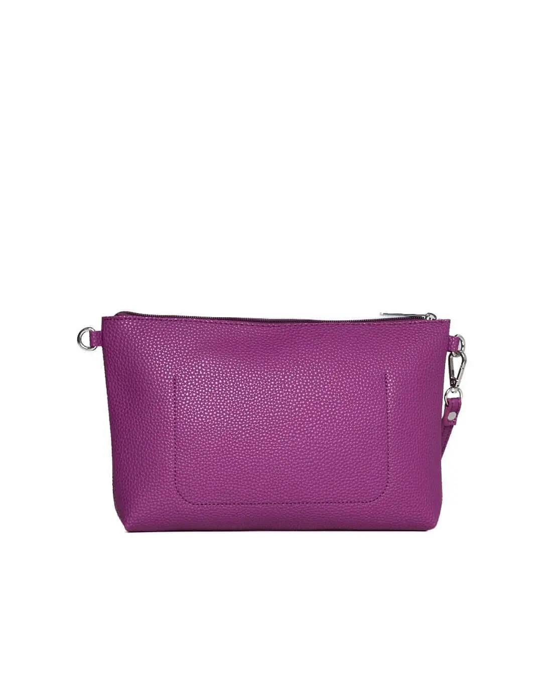 Clutch in ecopelle a grana con logo sul davanti e cinturino da polso SUMMER PURPLE - Image 4