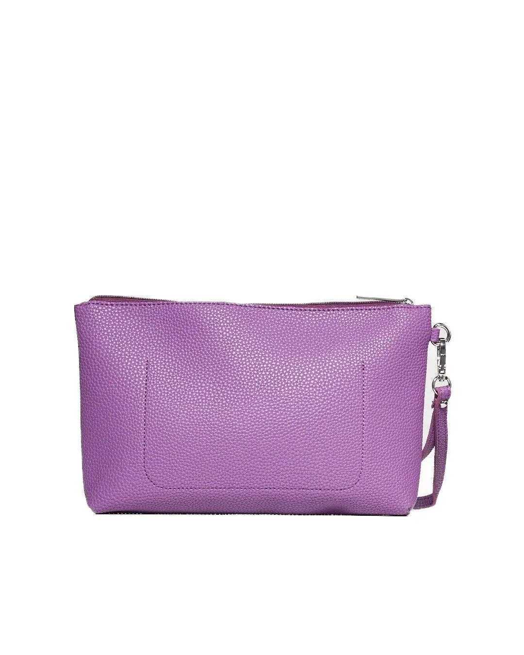 Clutch in ecopelle a grana con logo sul davanti e cinturino da polso LAVANDA - Image 2