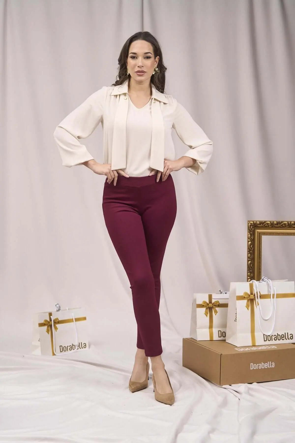 Pantaloni con bustino e vita elastica BORDEAUX - Image 6