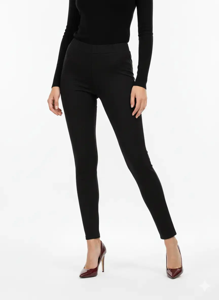 Pantaloni con bustino e vita elastica NERO - Image 2