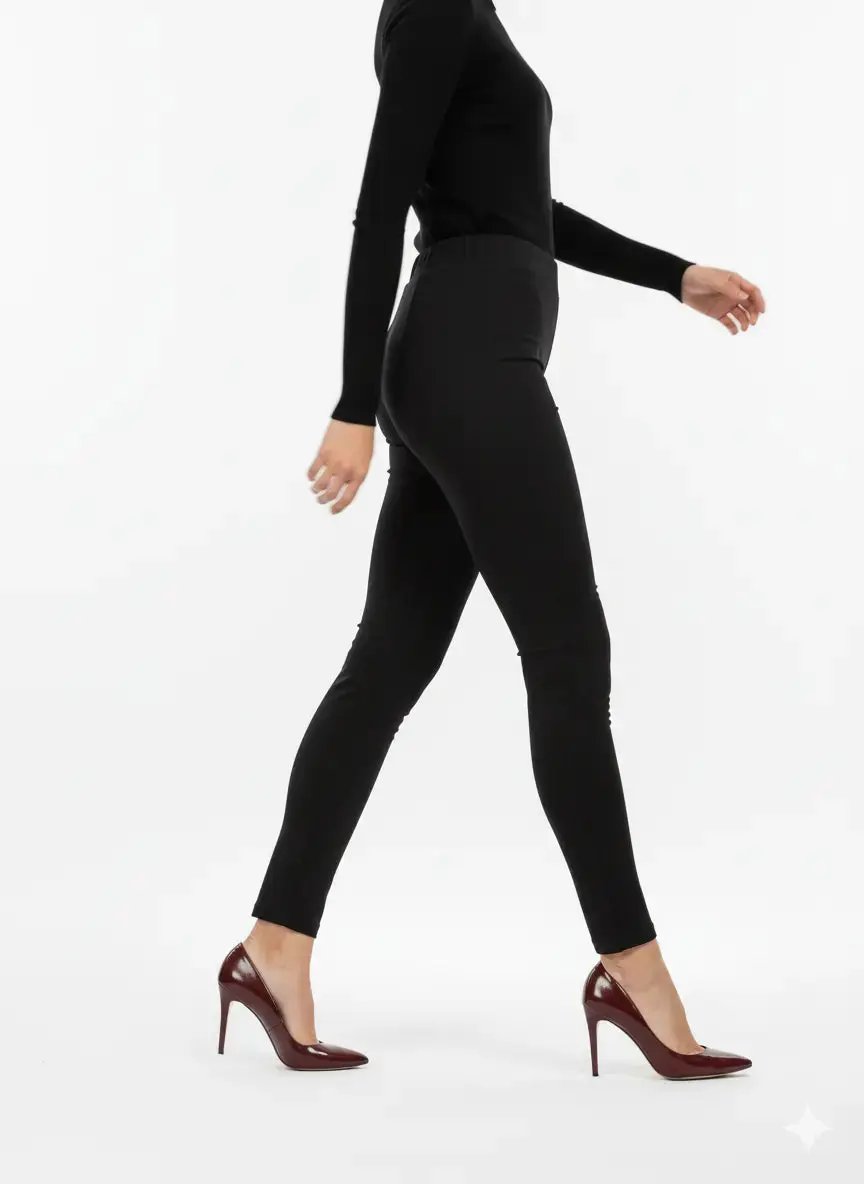 Pantaloni con bustino e vita elastica NERO - Image 5