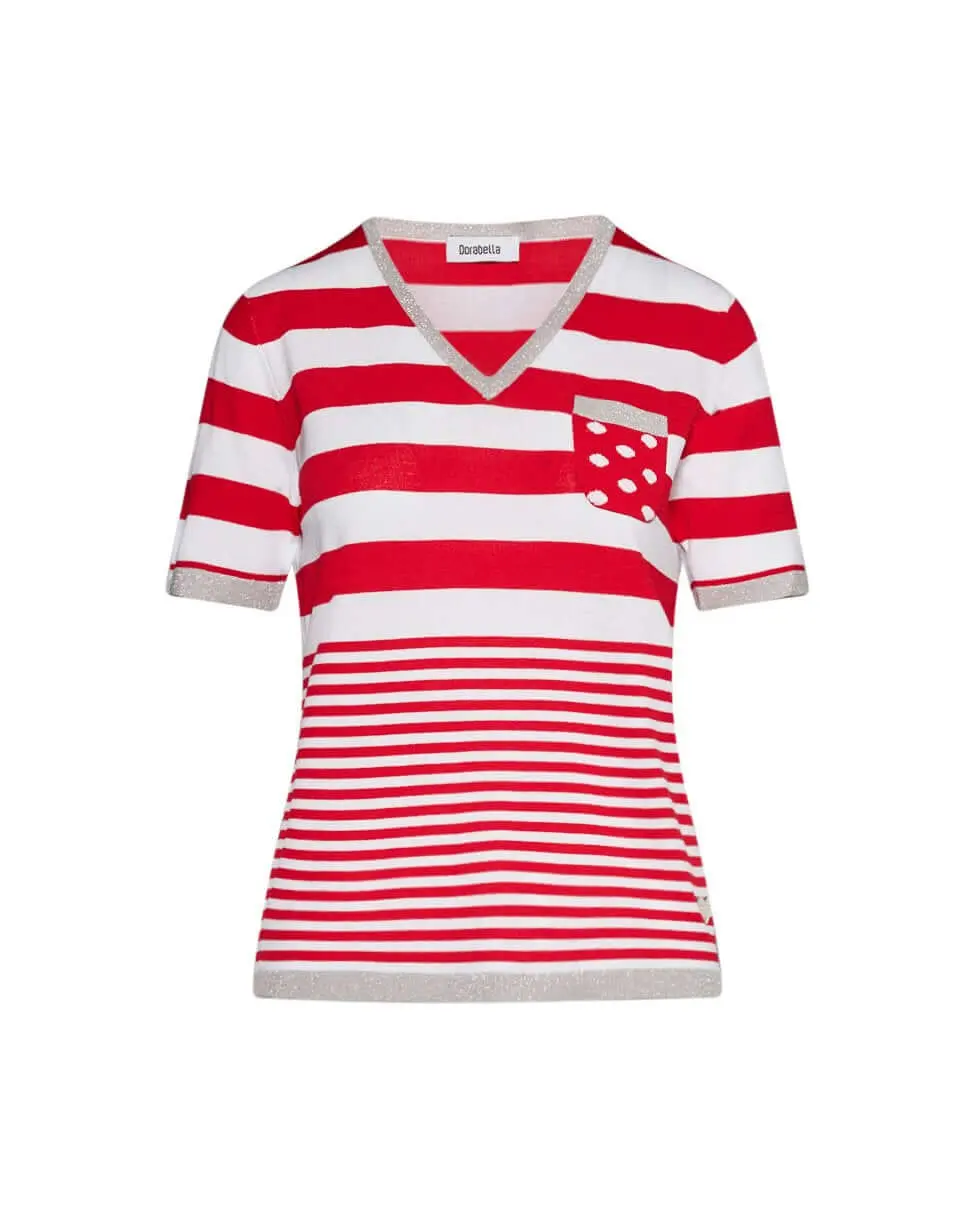 Maglia in fantasia righe ROSSO