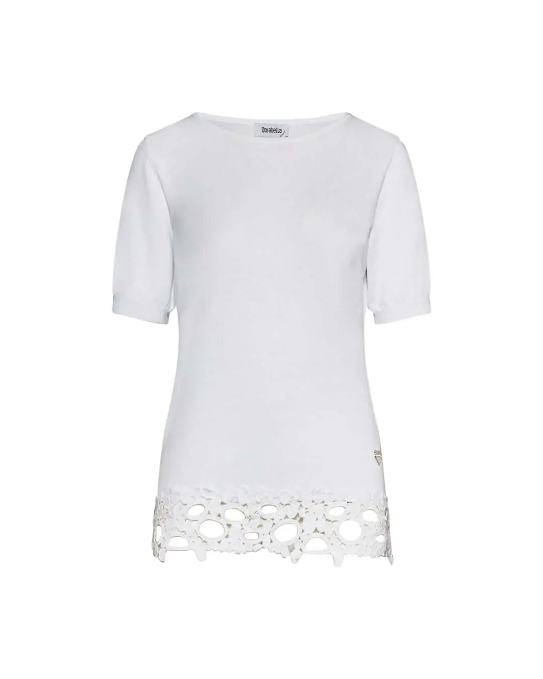 Maglia in viscosa con ricamo macramé BIANCO