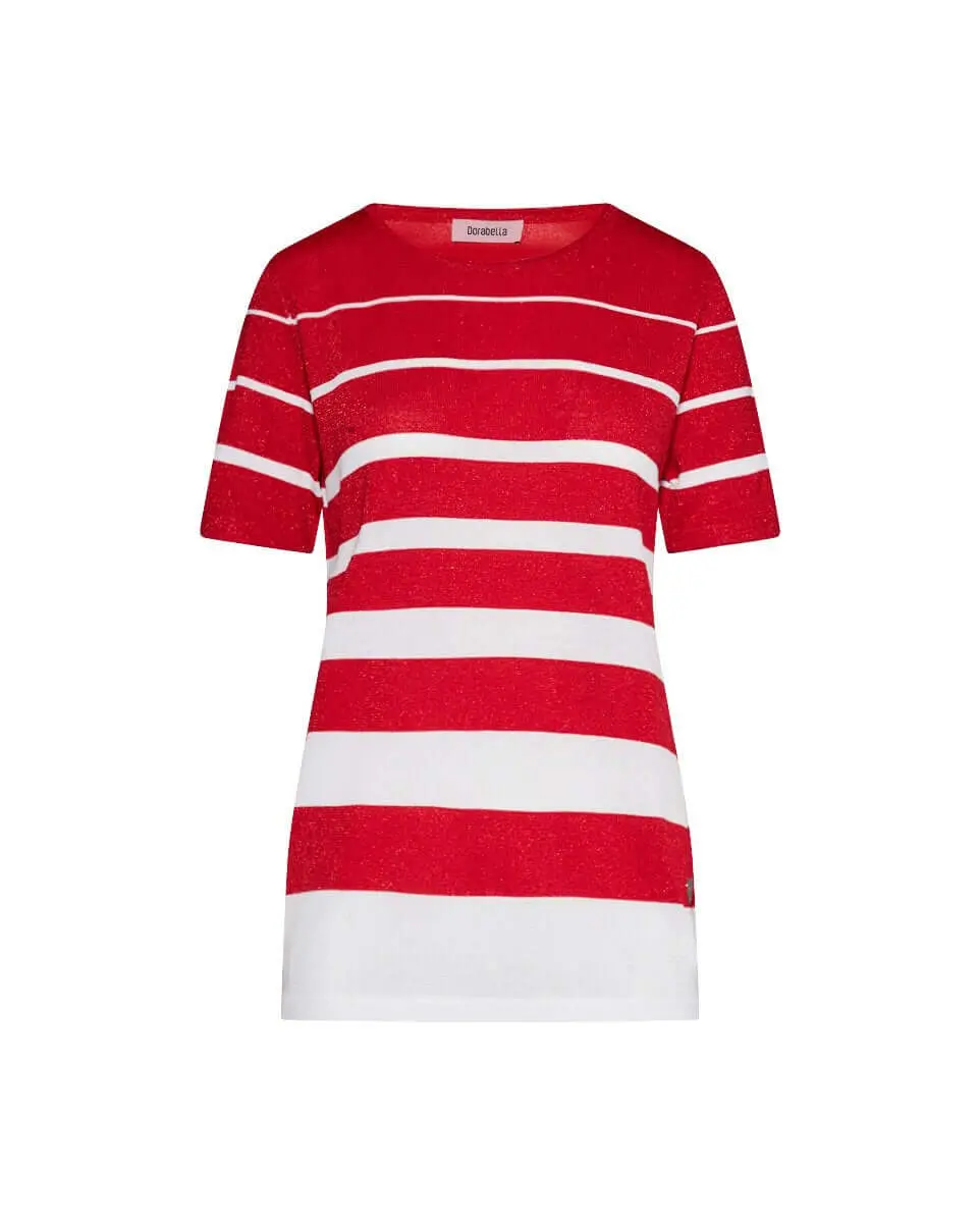 Maglia in viscosa a righe ROSSO