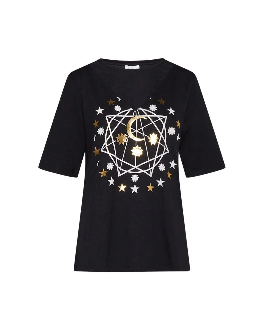 T-shirt con stampa stelle NERO