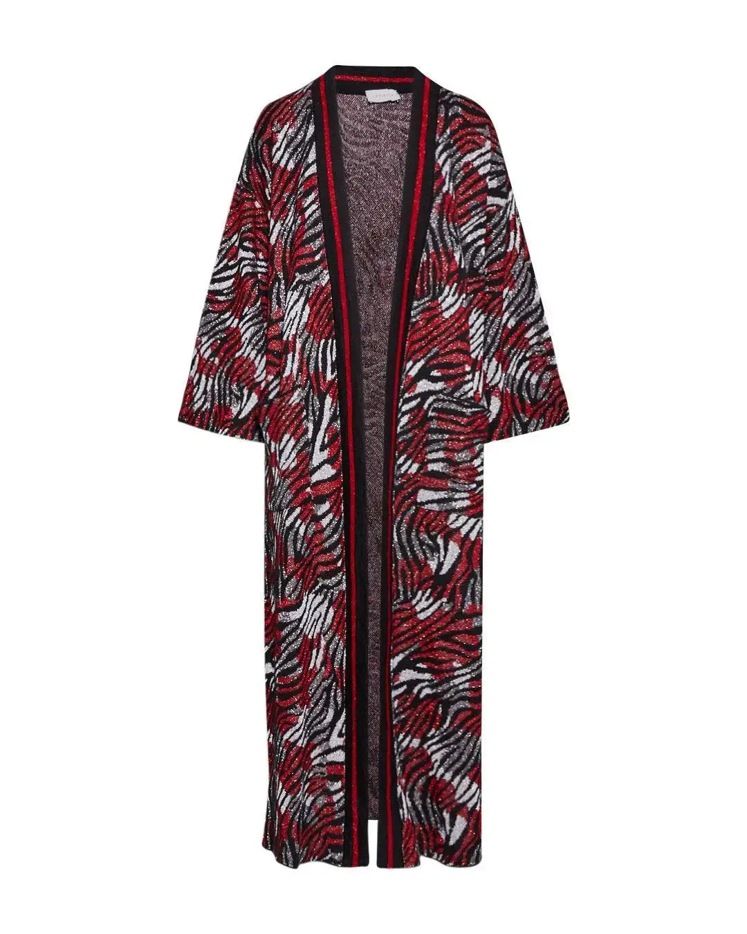 Cardigan lungo a fantasia ROSSO