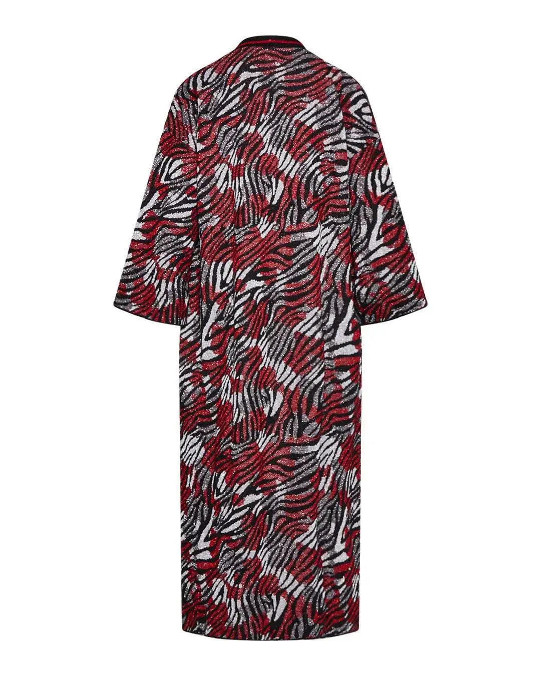 Cardigan lungo a fantasia ROSSO - Image 2