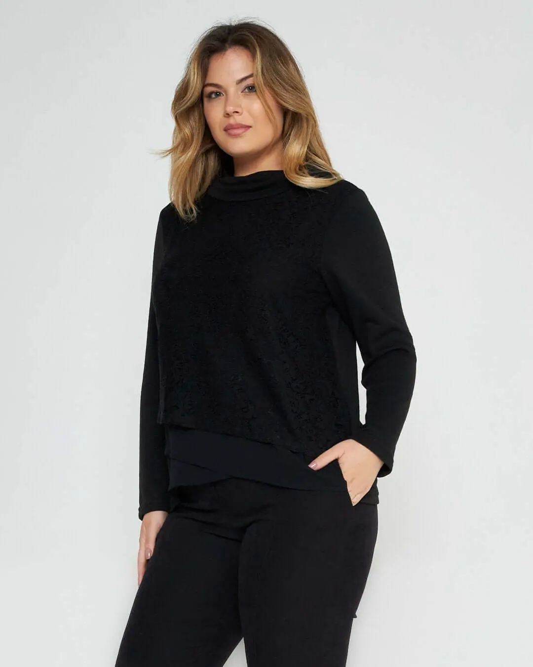 Maglia con pizzo NERO