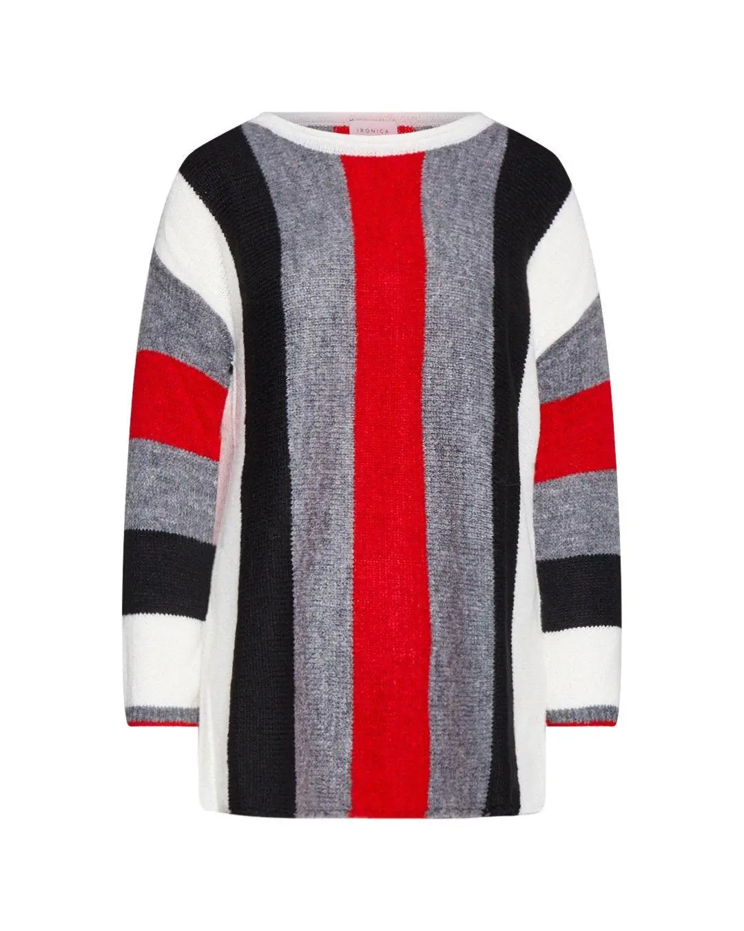 Maglia jacquard GRIGIO-ROSSO