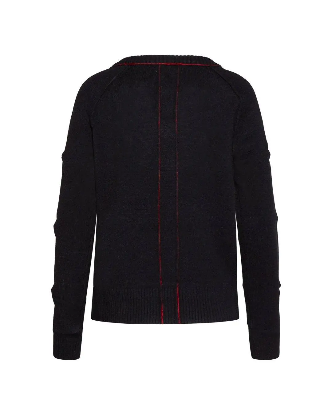Maglia scollo a V profilo NERO-ROSSO - Image 2