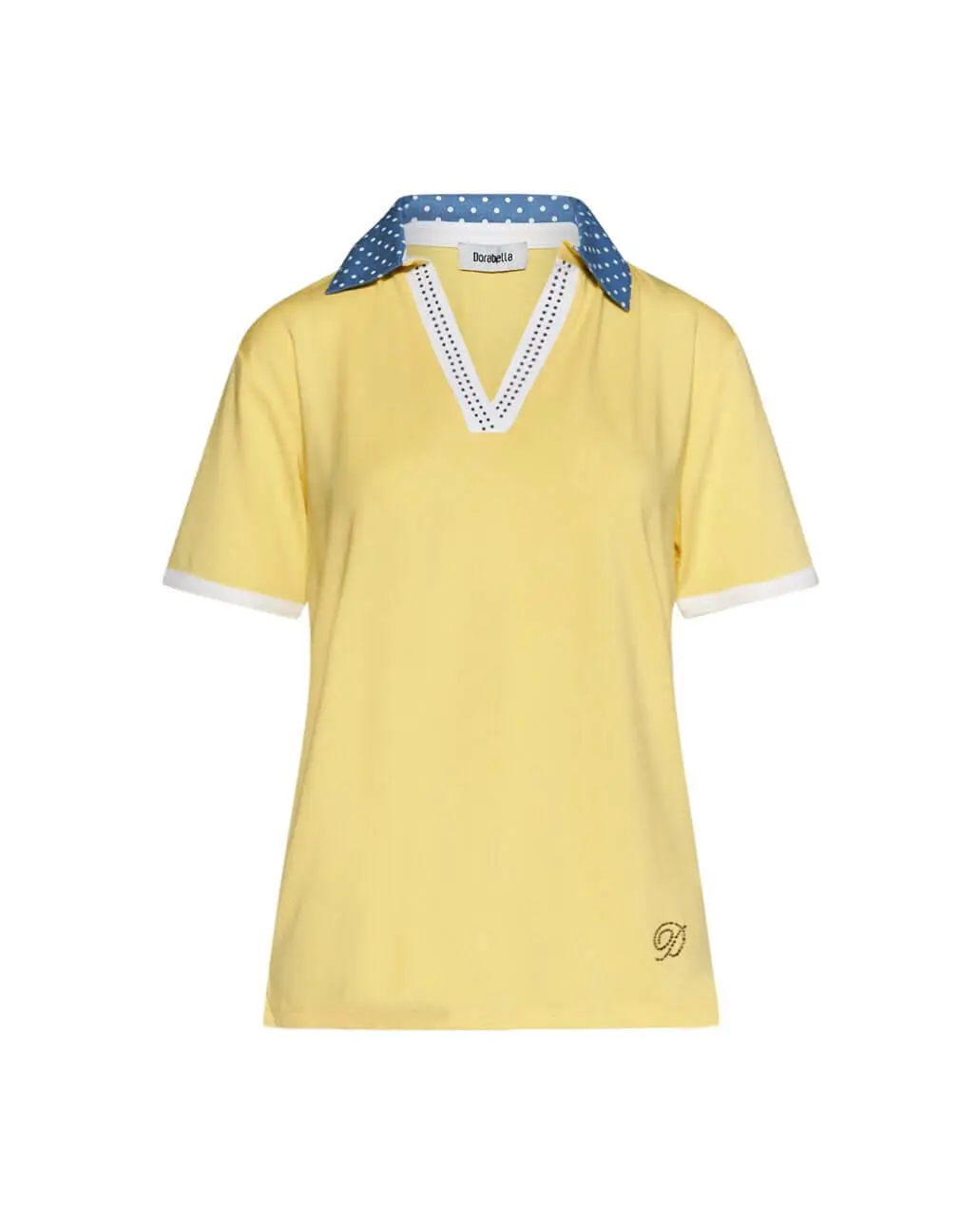 Maglia polo con colletto pois YELLOW