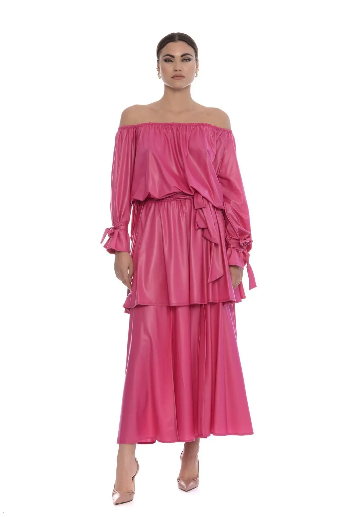 Blusa shiffer con fiocchi FUXIA - Image 4