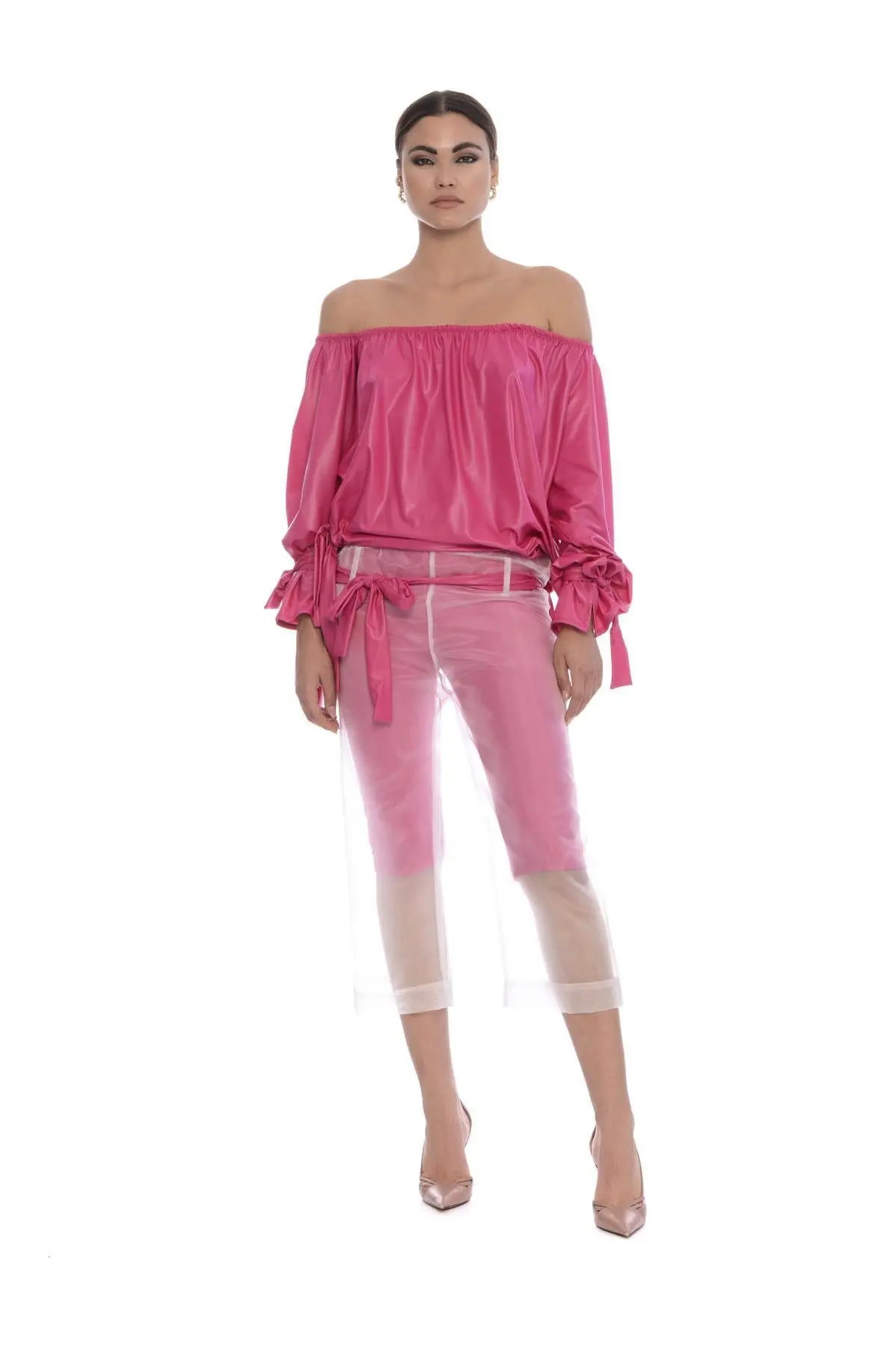 Blusa shiffer con fiocchi FUXIA - Image 5