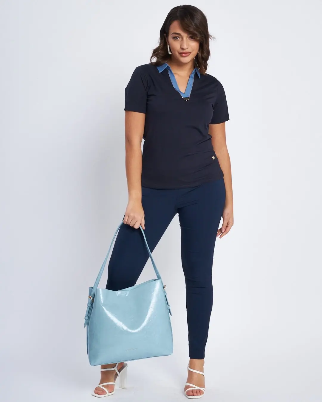 Pantalone skinny in tessuto stretch BLU - Image 9