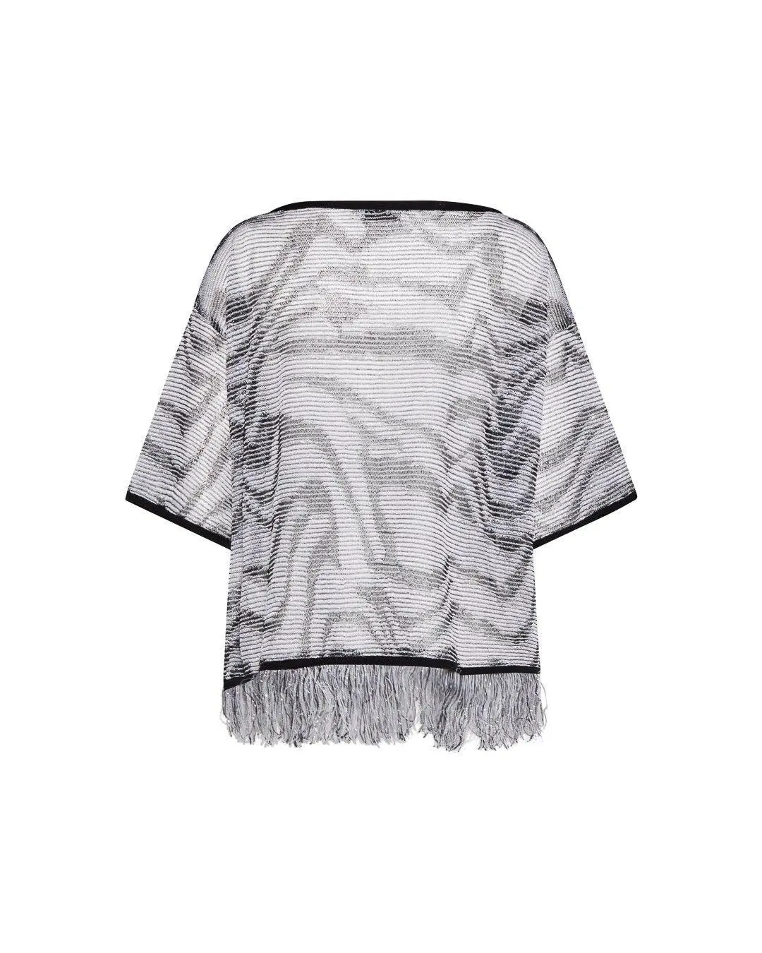 Maglia traforata lurex NERO-PANNA - Image 2