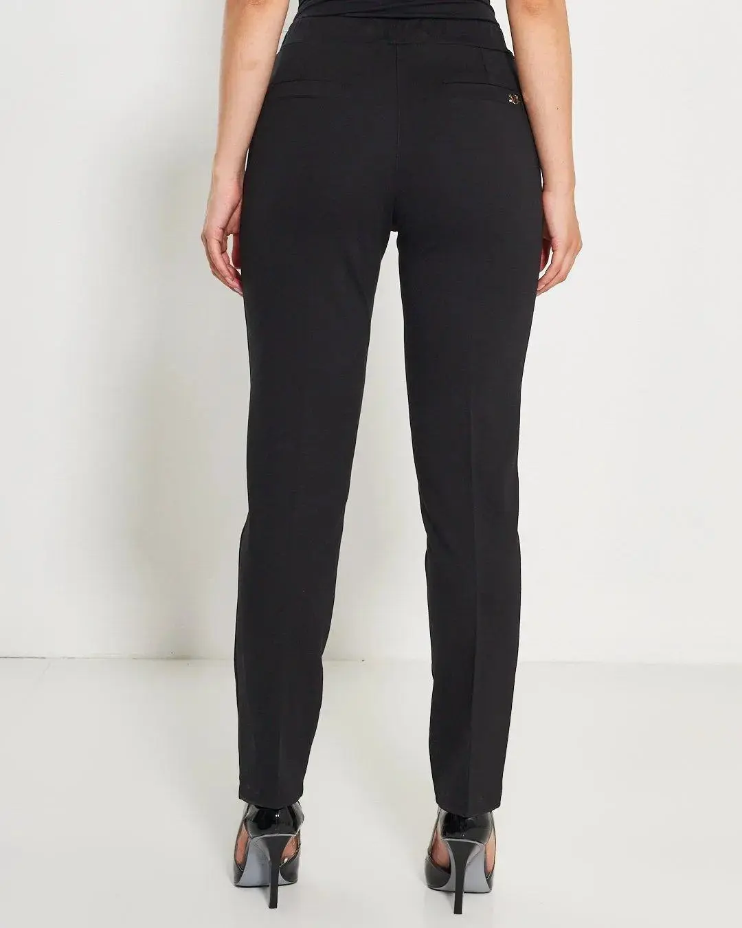 Pantaloni con vita elastica e pattina con bottone NERO - Image 6