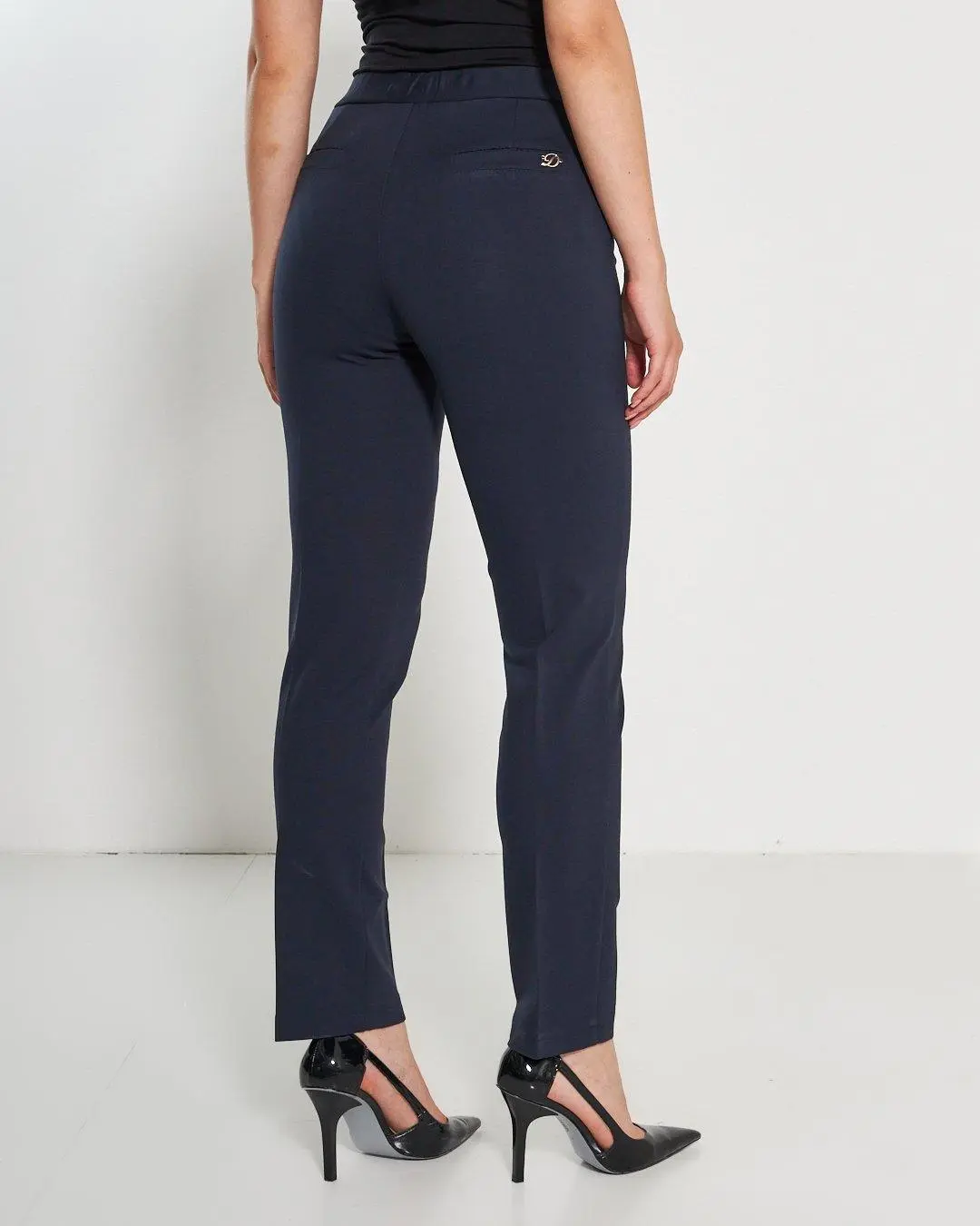 Pantaloni con vita elastica e pattina con bottone BLU - Image 5