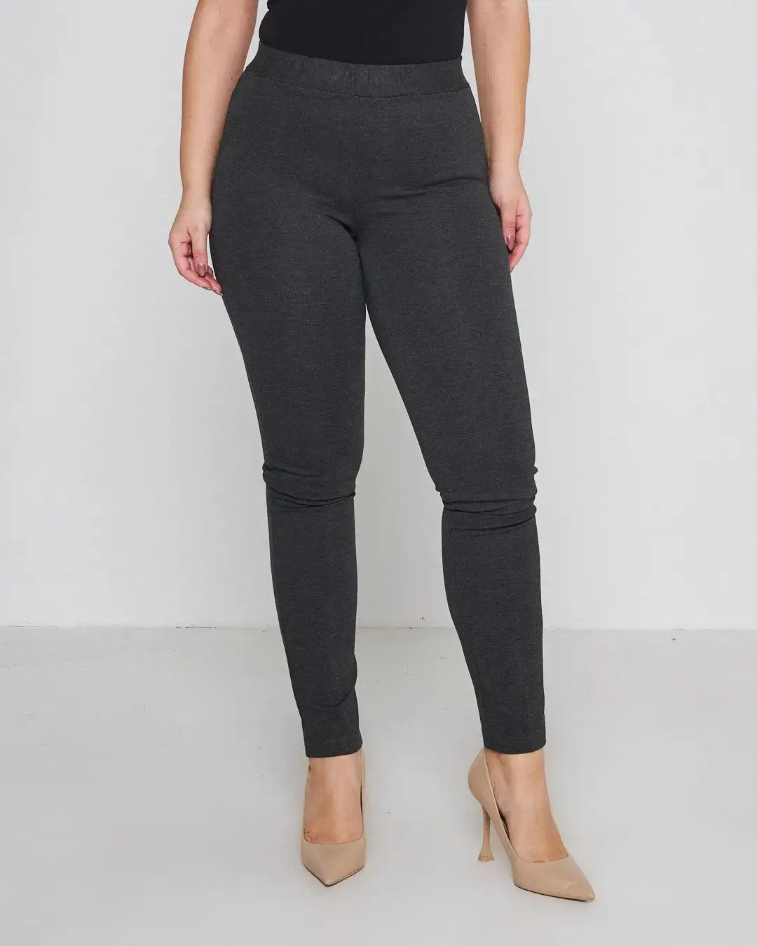 Pantalone slim viscosa con carré posteriore ANTRACITE - Image 2