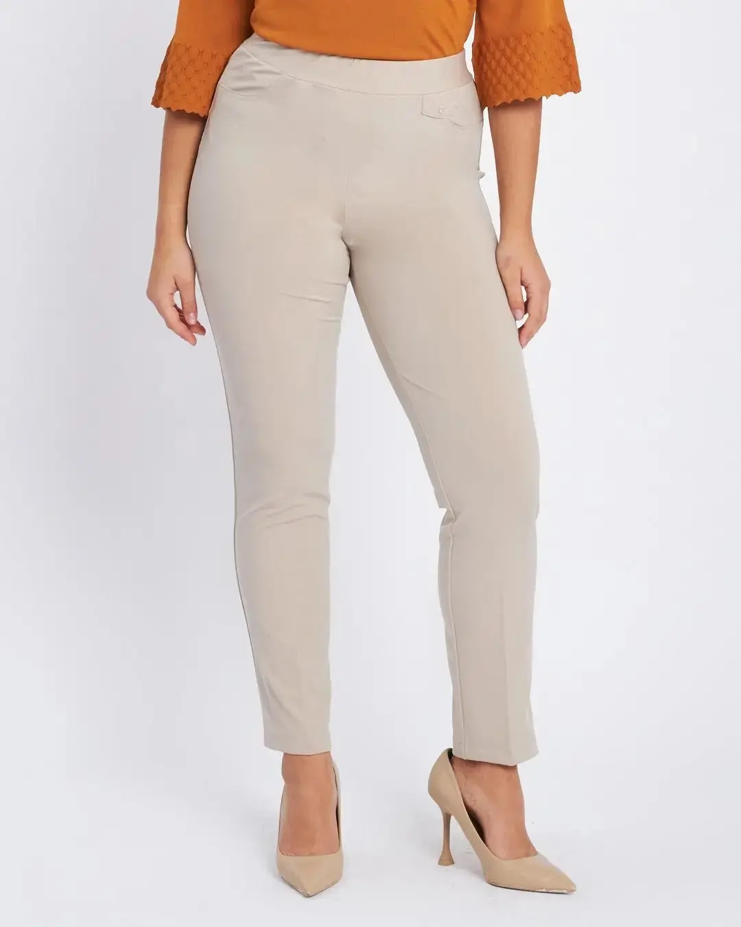 Pantalone basic con frisi posteriori SABBIA - Image 2