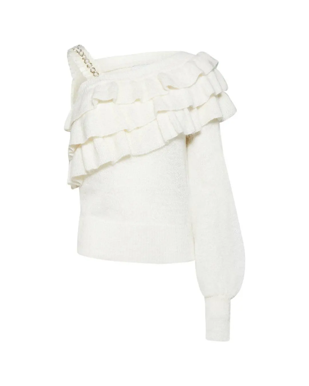 Maglia monospalla con perline ECRU