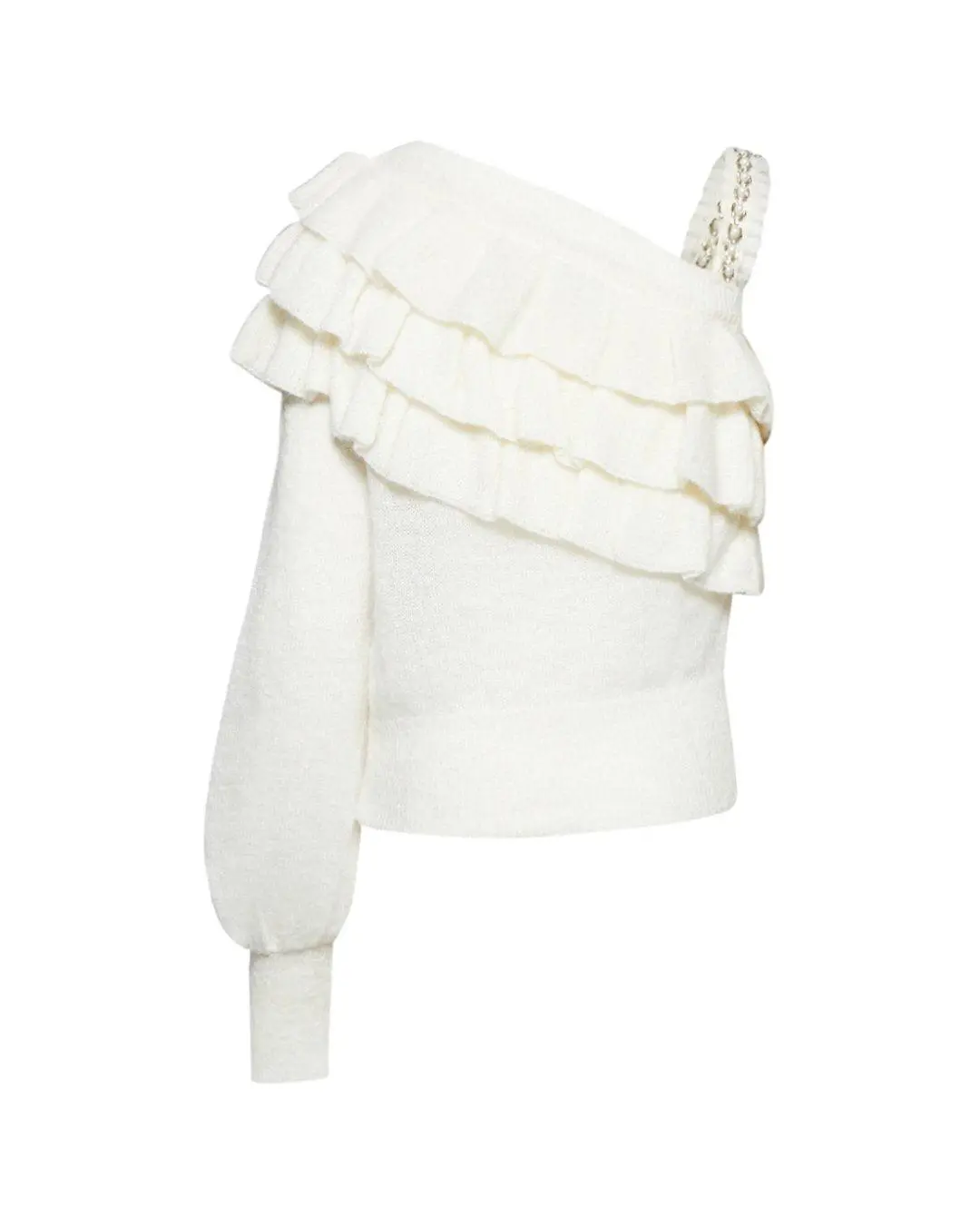 Maglia monospalla con perline ECRU - Image 2