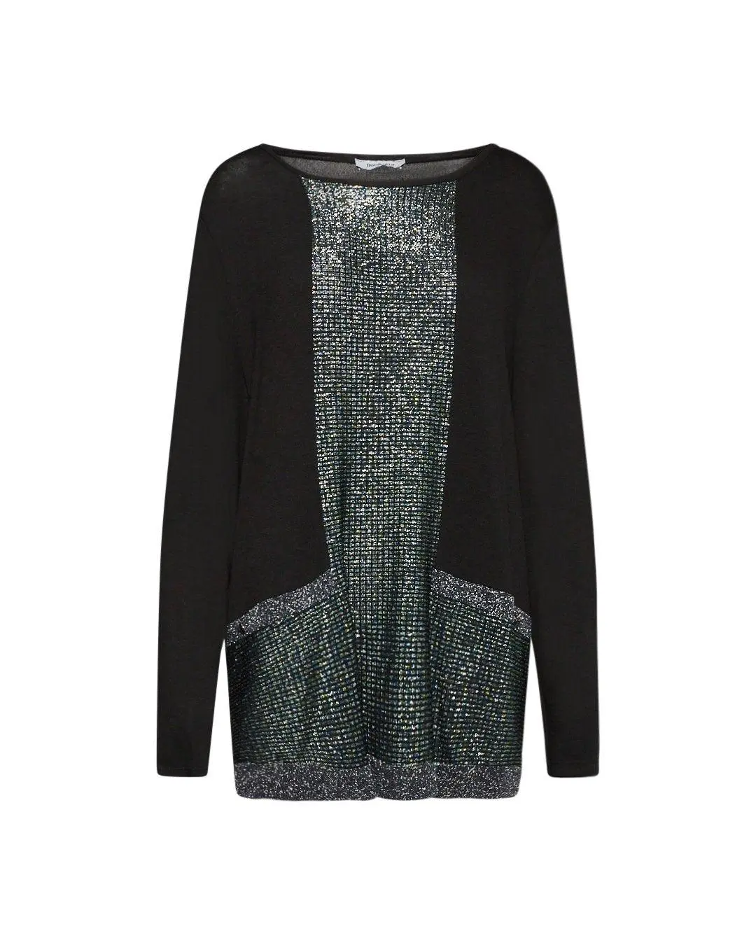 Maglia con inserti in lurex NERO-OTTANIO
