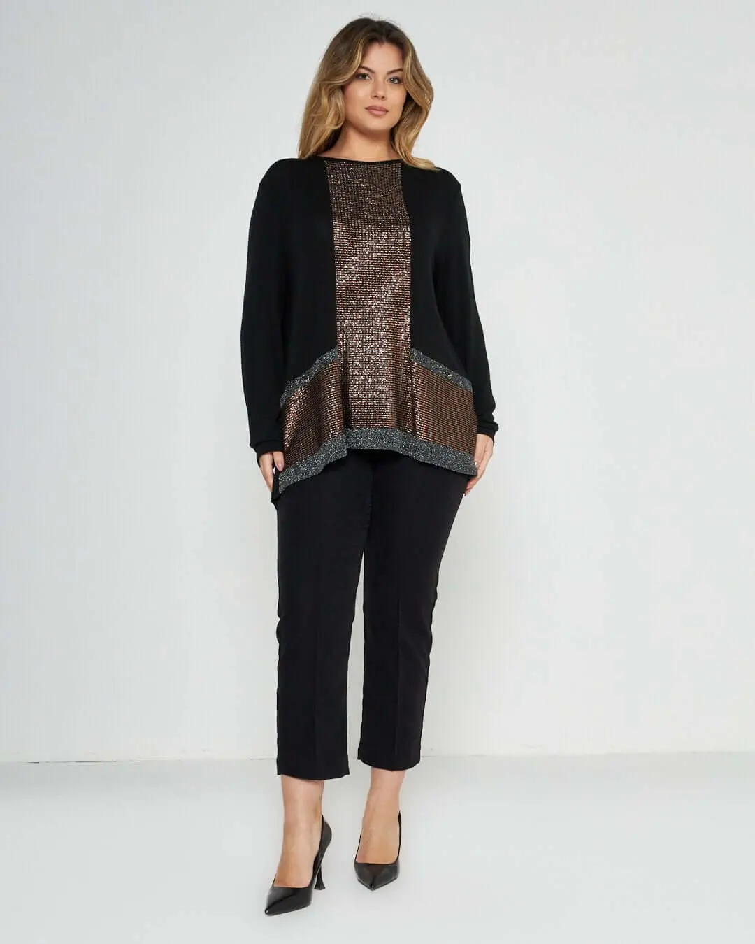 Maglia con inserti in lurex NERO-COCCIO - Image 3