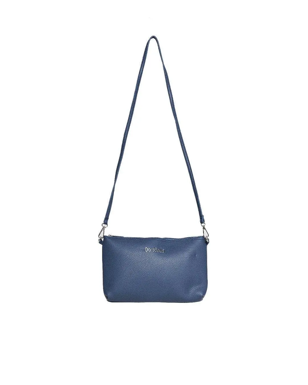 Borsa a tracolla Easy smart in ecopelle a grana con logo sul davanti BLUE NAVY