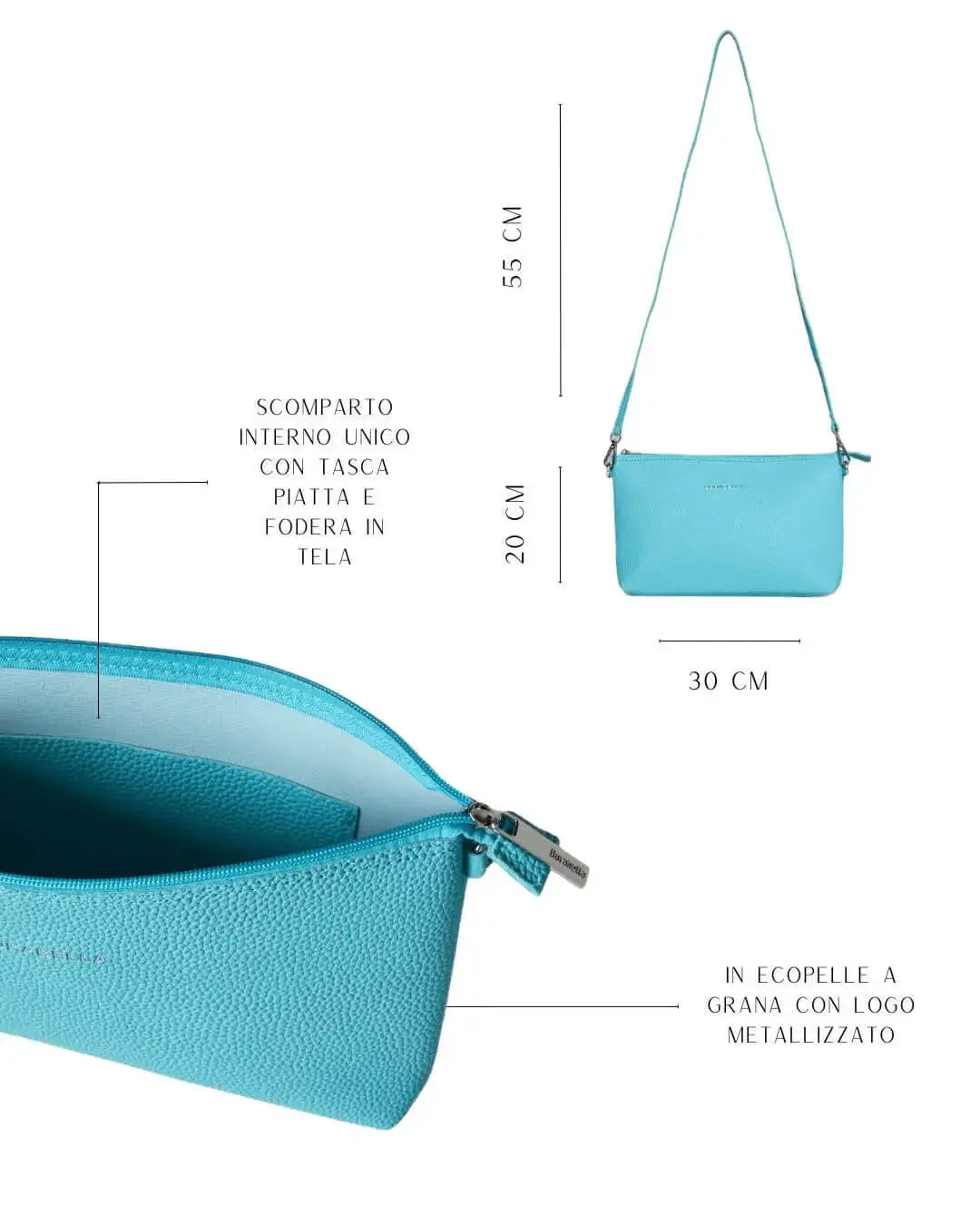 Borsa a tracolla Easy smart in ecopelle a grana con logo sul davanti BLUE RADIANCE - Image 3
