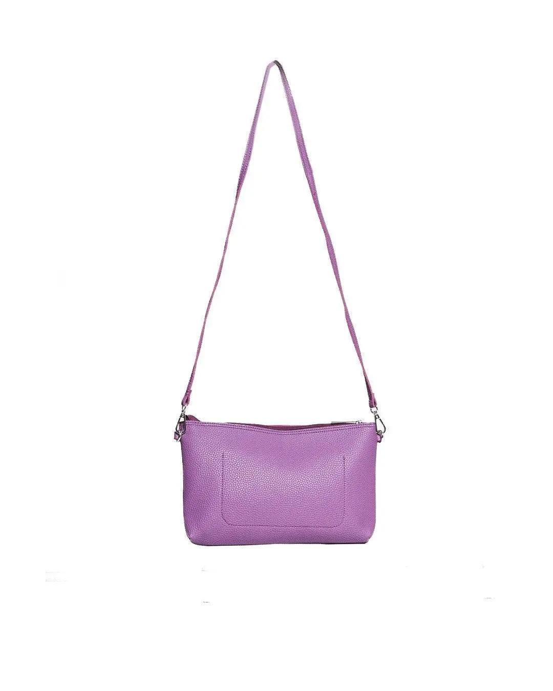 Borsa a tracolla Easy smart in ecopelle a grana con logo sul davanti LAVANDA - Image 2