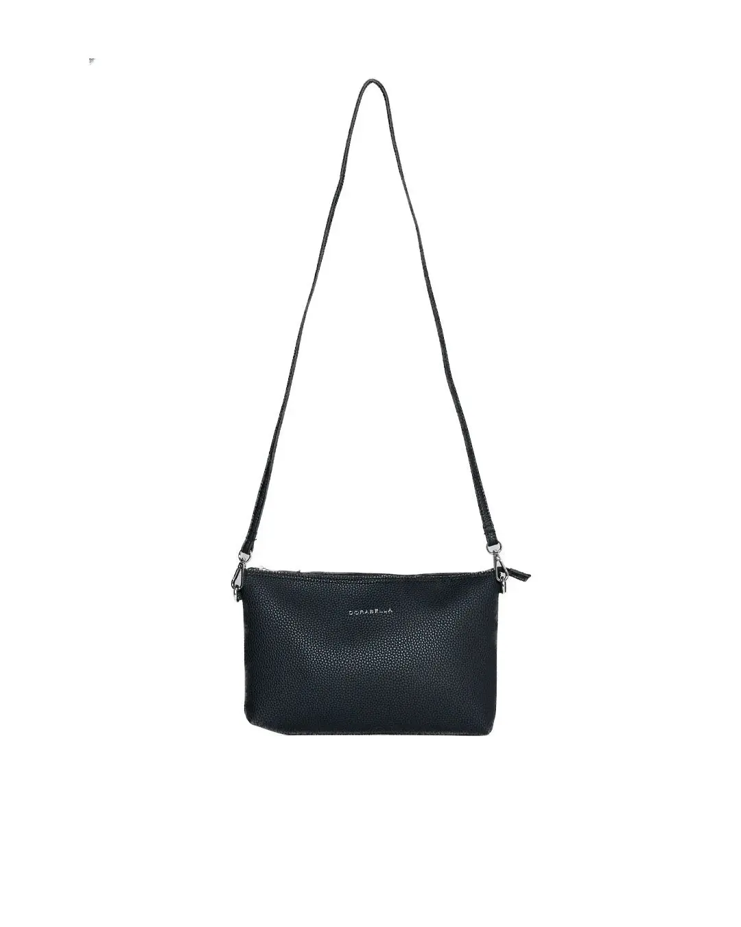 Borsa a tracolla Easy smart in ecopelle a grana con logo sul davanti NERO