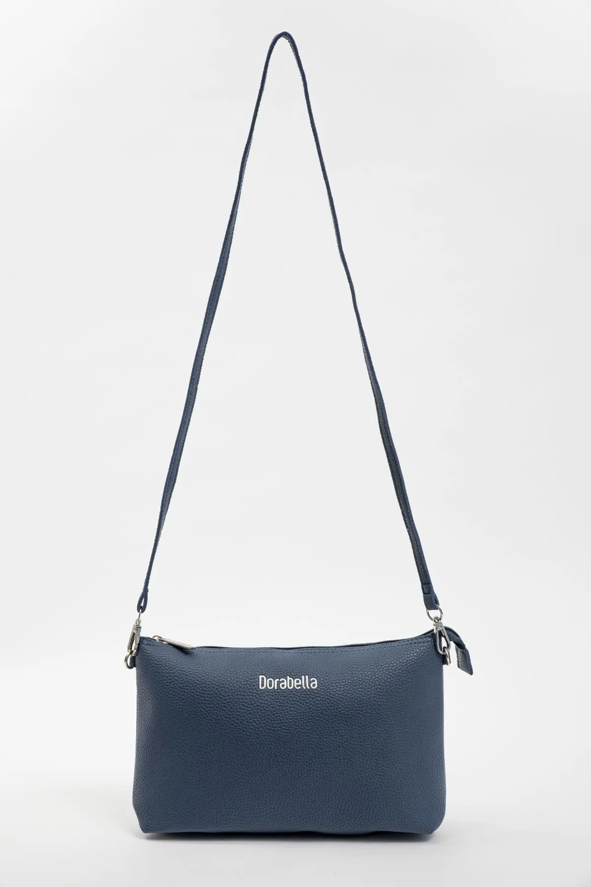 Borsa a tracolla Easy smart in ecopelle a grana con logo sul davanti BLU-NAVY - Image 2