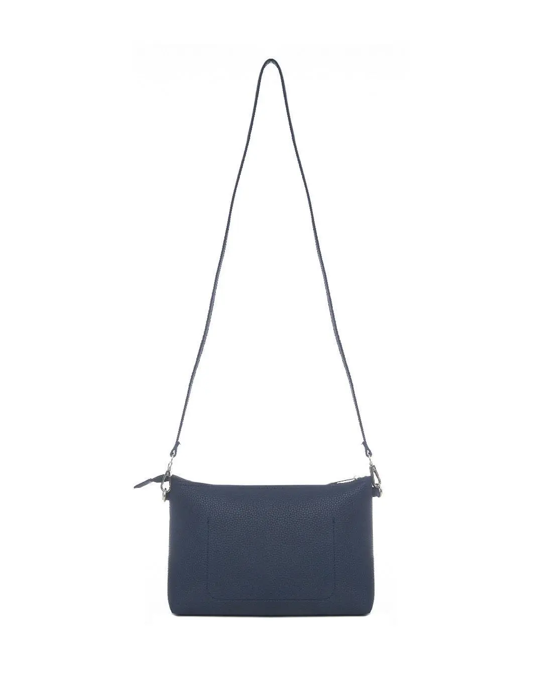 Borsa a tracolla Easy smart in ecopelle a grana con logo sul davanti BLU-NAVY - Image 3
