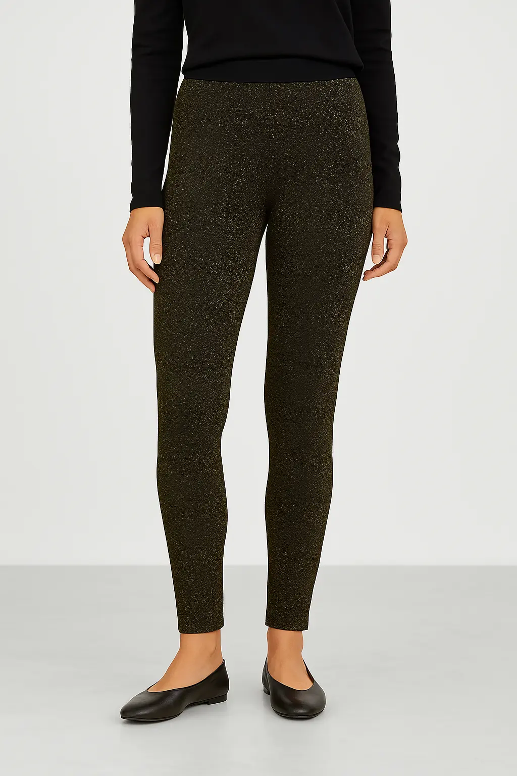 Leggings lurex NERO-ORO