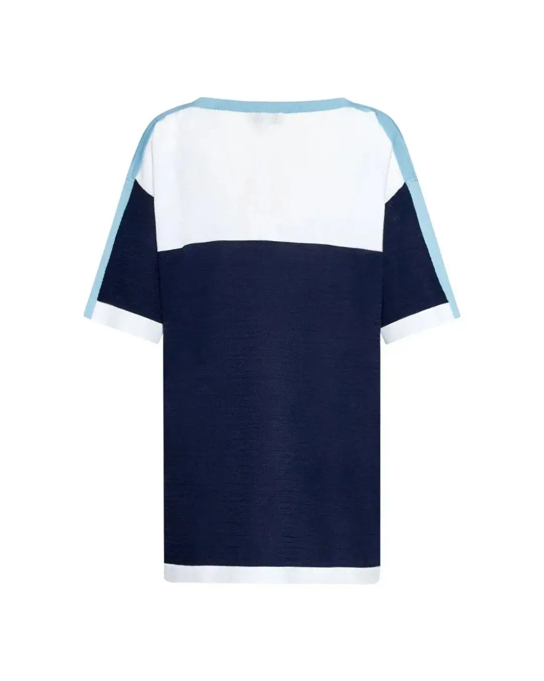 Maglia in viscosa BIANCO-BLUE NAVY - Image 3