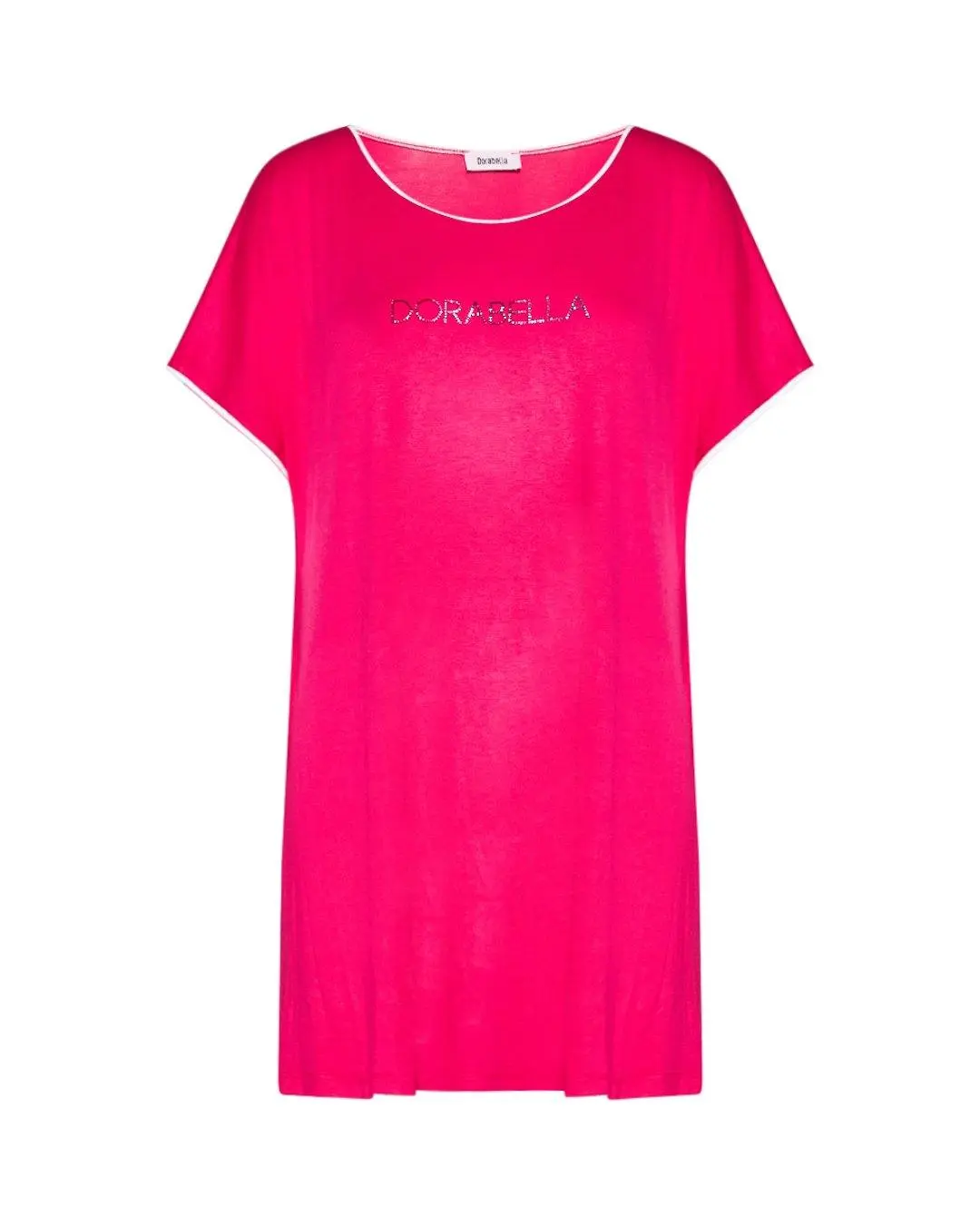 Maglia taglio ad A e strass FUXIA