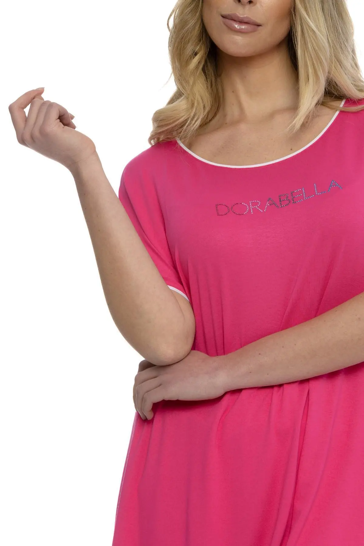 Maglia taglio ad A e strass FUXIA - Image 3